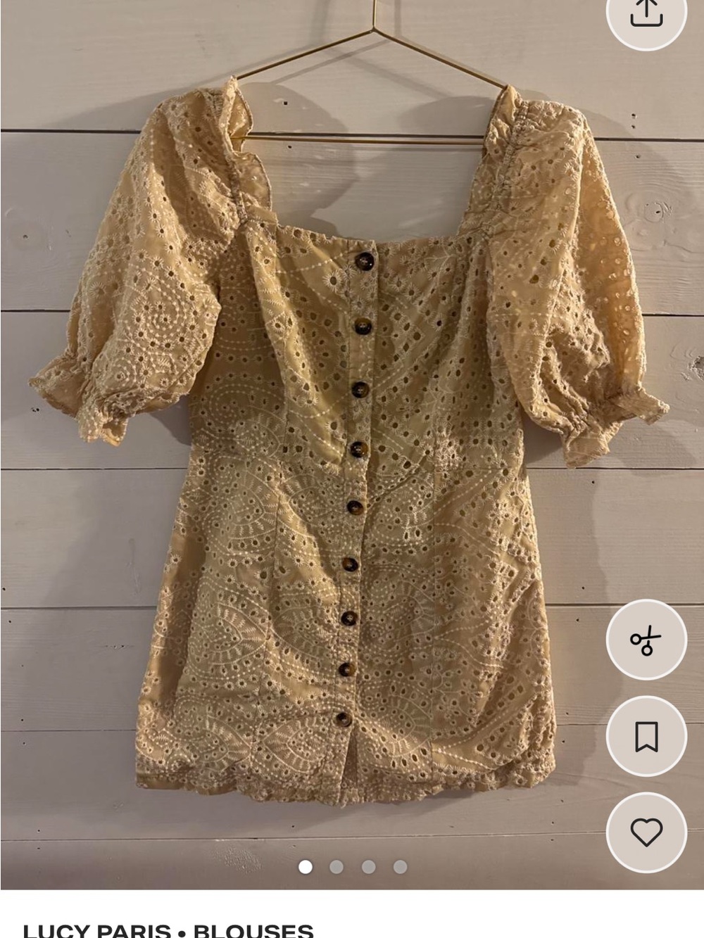 Lucy Paris Cream Eyelet Button-Front Mini Dress